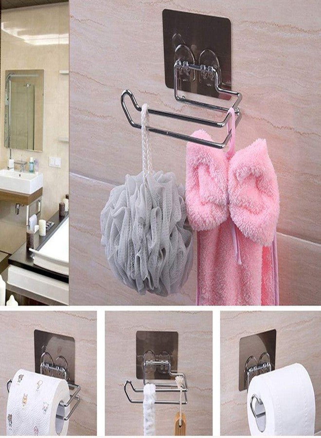 VIHAX Stainless Steel No Drill Self Adhesive Toilet Paper Holder Tissue Paper Roll Holder Bathroom Rack for Kitchen Towel Holder - Image 5